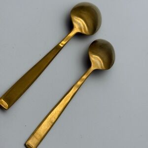 Skandia Gold Tone Stainless Steel Spoons 1 Tablespoon & 1 Teaspoon Flatware